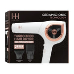 Load image into Gallery viewer, The Ceramic Ionic Turbo 3000 Hair Dryer from Hot &amp; Hotter offers best-in-class performance and durability with its Ceramic Ionic Technology. With a powerful yet quiet motor and two attachments, this hair dryer is perfect for anyone looking for a new hair styling tool.
