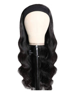 Load image into Gallery viewer, Natural Blk 18 inch headband body wave. 180% Density. Wigs can be dyed. Cap straps adjustable, circumference medium-20 inches. Easy style and go...
