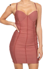 Load image into Gallery viewer, Ladies rose color mini strapped dress is versatile for all figures, shapes and heights. Can be worn for a variety of different occasions
