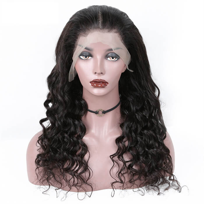 deep wave glueless will 18"100% Virgin human hair 180% High Density. Deep Pre-plucked (Upgrade with clips, elastic rope. Cap Size-Medium Clean Bleached For Free.  18" Natural color undyed. Deep wavy