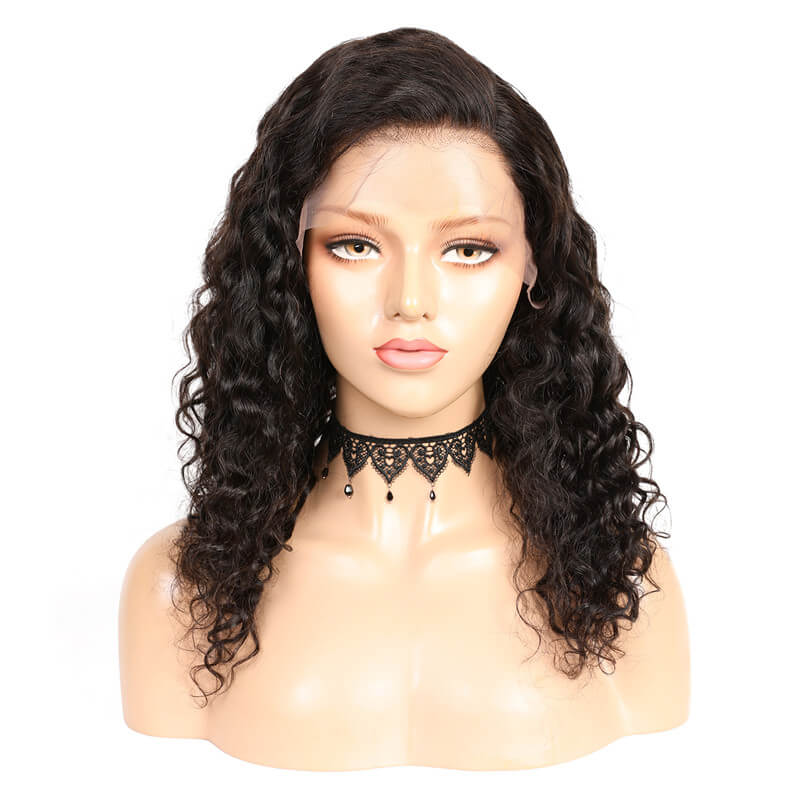 Glueless Water Wave Wig 13x4 Transparent Lace Frontal 18" Nat. Black