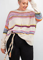 Load image into Gallery viewer, Women&#39;s Plus Boho Patterned Knitted Sweater Pullover

