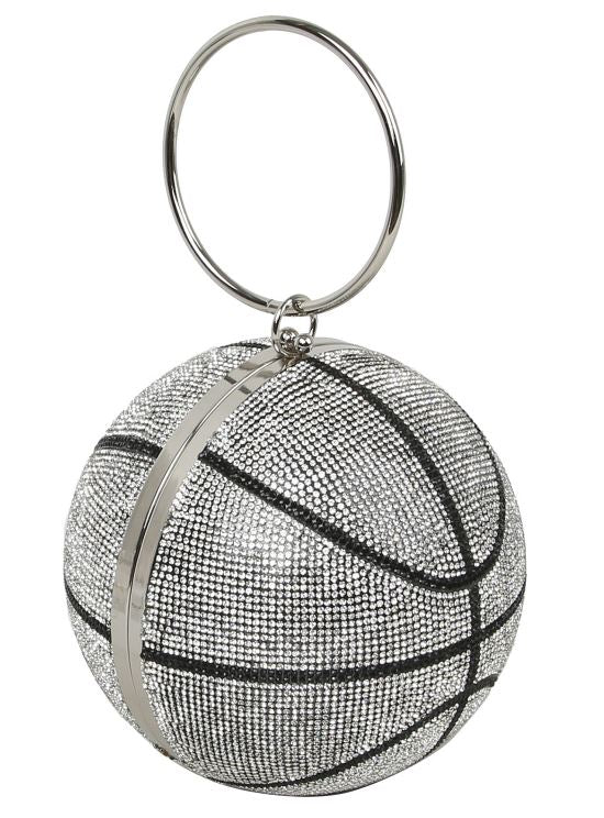 Ladies Basket Ball Rhinestone Bag Silver