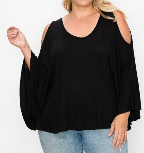 Women's Plus Solid Top featuring Kimono style sleeves