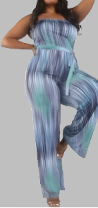 Women's Plus Strapless Long Belted Jumpsuit