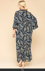 Load image into Gallery viewer, Women&#39;s Kimono Open Front with Side Slits Navy
