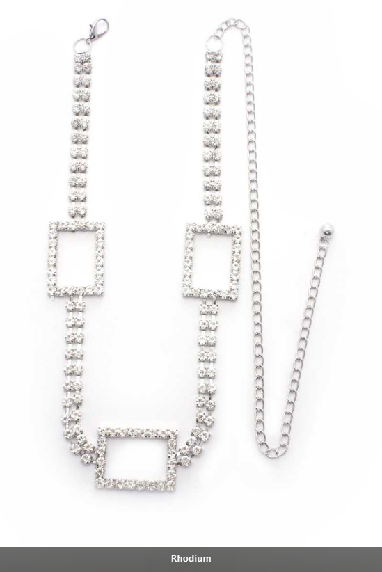 Ladies Rectangle Rhinestone Chain Belt