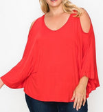 Load image into Gallery viewer, Women&#39;s Plus Solid Top featuring Kimono style sleeves
