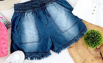Load image into Gallery viewer, Chambray soft demin frayed hem shorts with pockets
