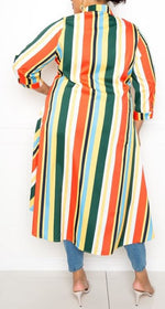 Load image into Gallery viewer, Women&#39;s Plus Striped Hi Low Shirt
